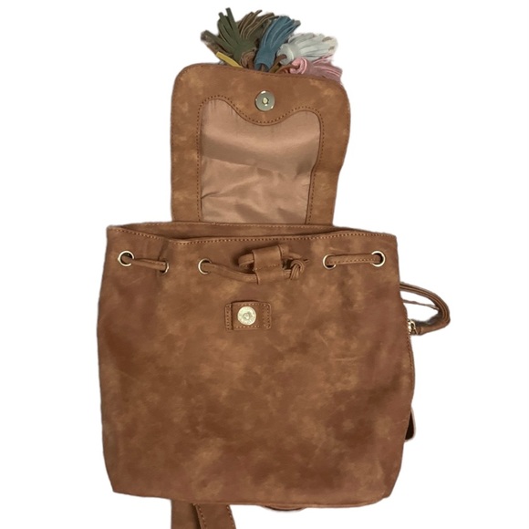 Mini backpack vegan suede with dangle - Picture 3 of 9